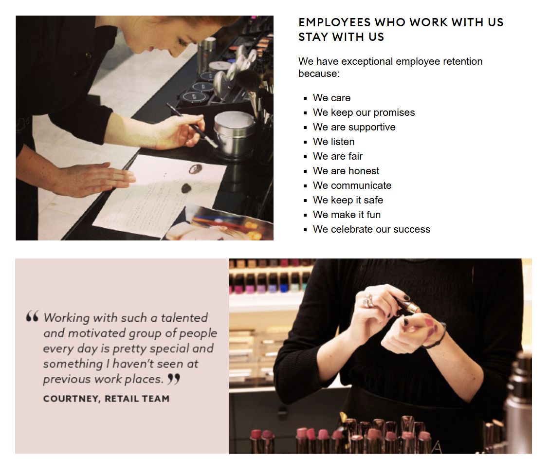 Archived MECCA webpage capture describing employee retention and workplace expectations
